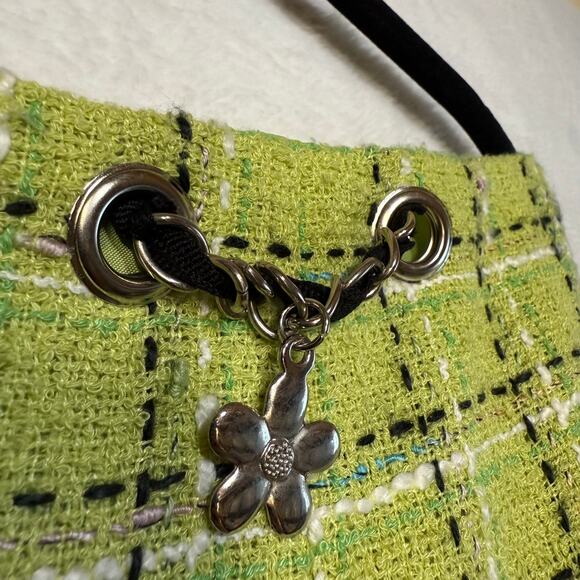 VTG Requirements 14 Green Plaid Tweed Miniskirt Y2K Mod Preppy Office Clueless - Picture 2 of 8